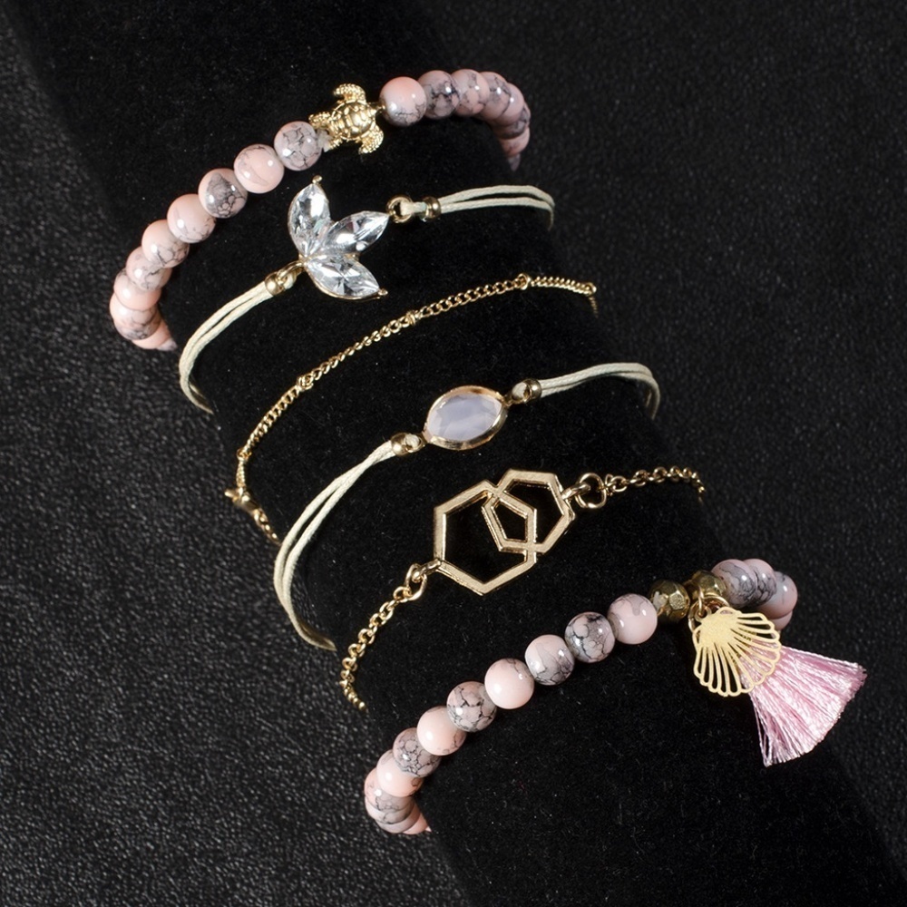 *NOLANI* 6-Pc Pink x Turtle Fashion Bracelet Set